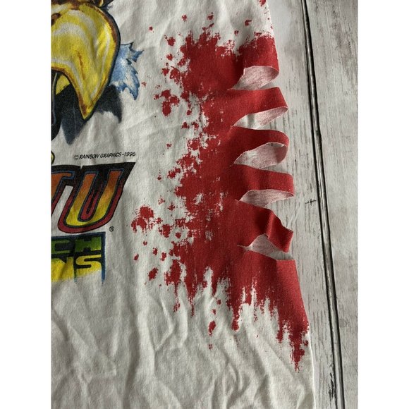 Vintage Busch Gardens Montu T Shirt Large 1996 Extremely Rare Eagle Claw Rib Rip - Picture 4 of 8